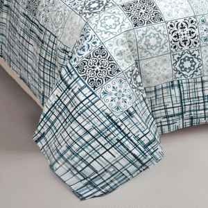 Blue Breeze Block Bedsheet Design