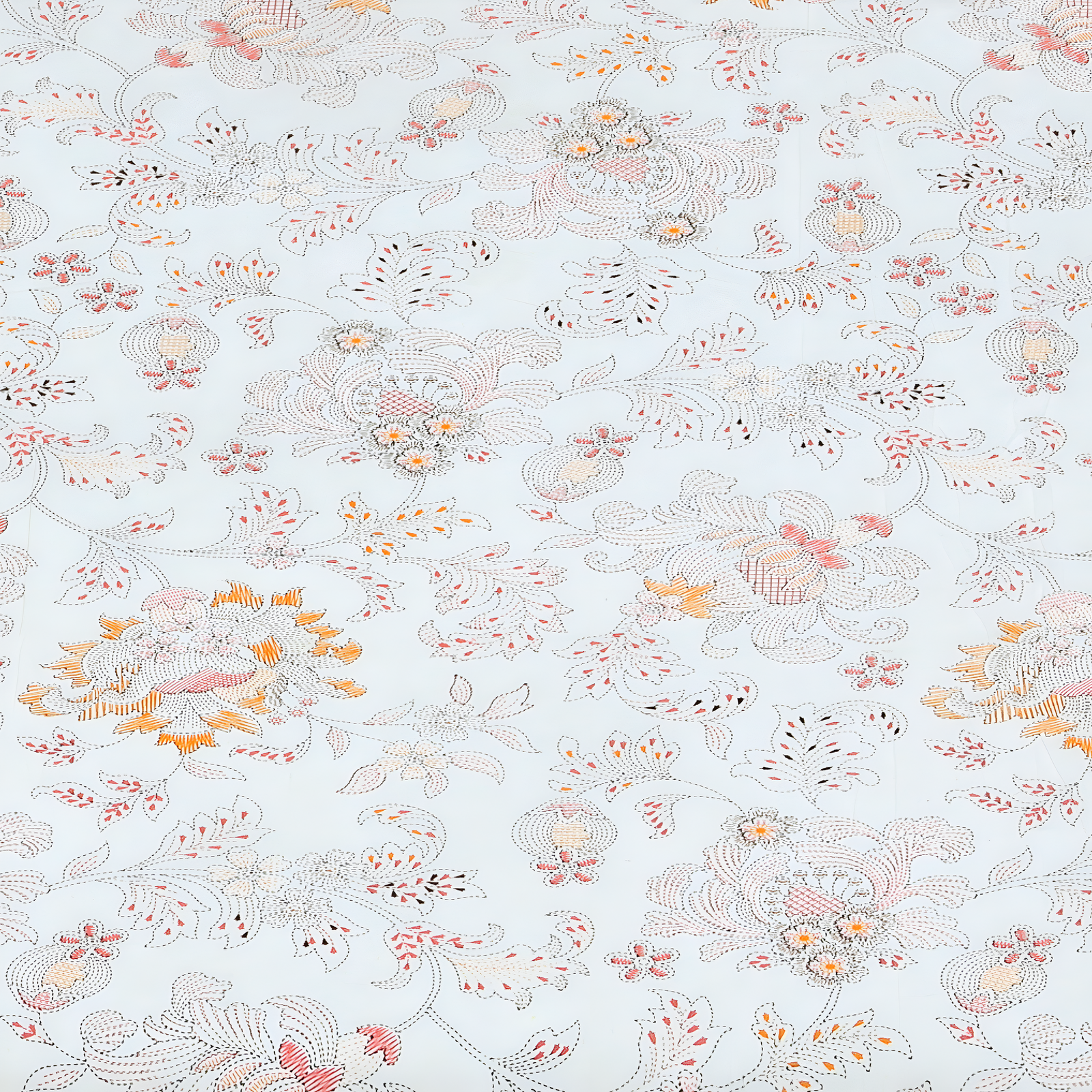 Phoolkari Peach Bedsheet cush tush