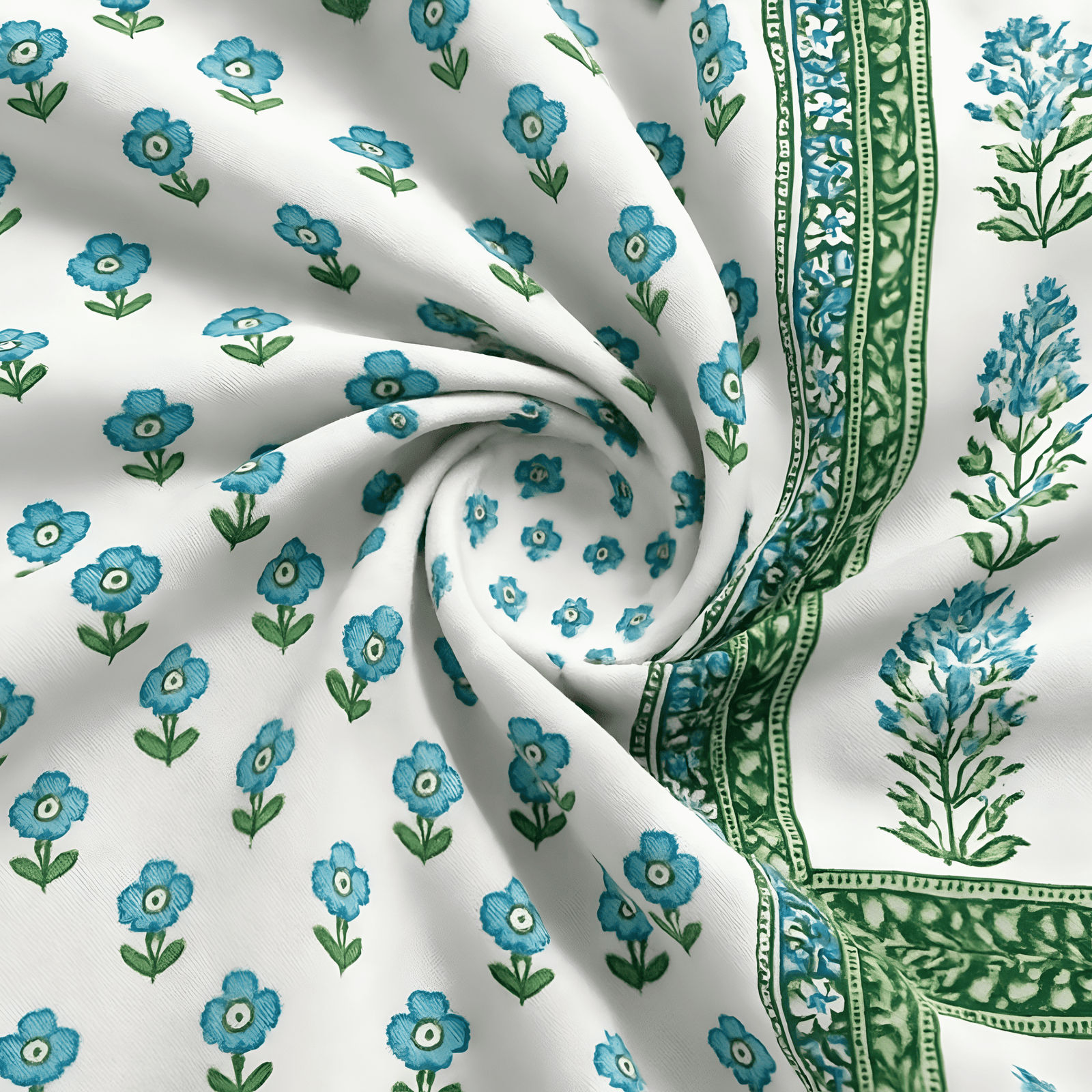 Neelkamal Blue Floral Bedsheet 3