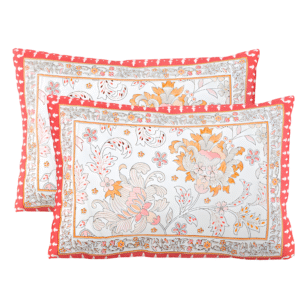 Phoolkari Peach Bedsheet Pillow